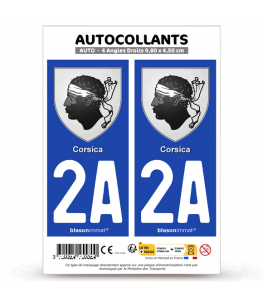 2A Corsica - Armoiries | Autocollant plaque immatriculation