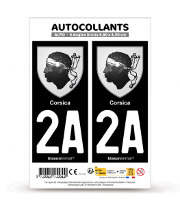 2A Corsica - Armoiries | Autocollant plaque immatriculation