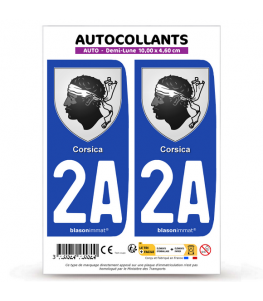 2A Corsica - Armoiries | Autocollant plaque immatriculation