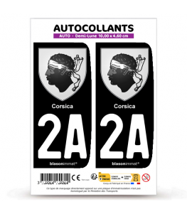 2A Corsica - Armoiries | Autocollant plaque immatriculation