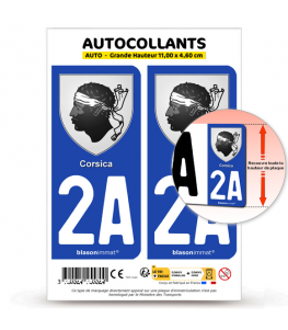 2A Corsica - Armoiries | Autocollant plaque immatriculation