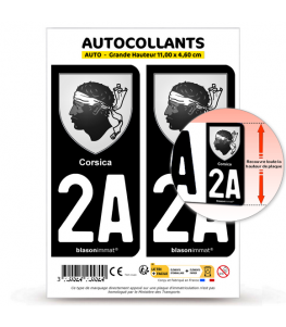 2A Corsica - Armoiries | Autocollant plaque immatriculation