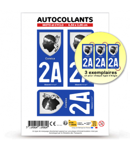 2A Corsica - Armoiries | Autocollant plaque immatriculation