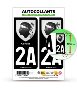 2A Corsica - Armoiries | Autocollant plaque immatriculation