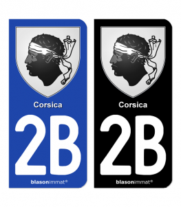 2B Corsica - Armoiries | Autocollant plaque immatriculation