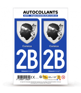 2B Corsica - Armoiries | Autocollant plaque immatriculation