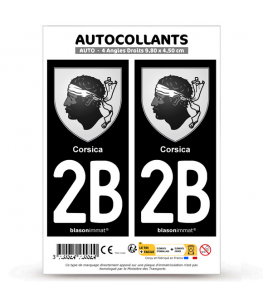 2B Corsica - Armoiries | Autocollant plaque immatriculation