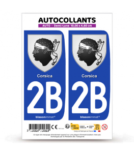 2B Corsica - Armoiries | Autocollant plaque immatriculation