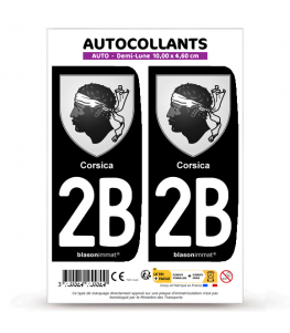 2B Corsica - Armoiries | Autocollant plaque immatriculation