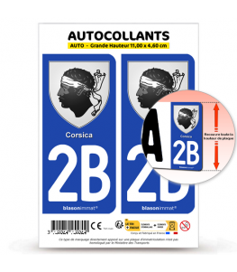 2B Corsica - Armoiries | Autocollant plaque immatriculation