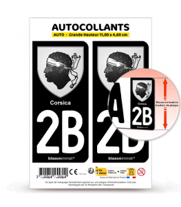 2B Corsica - Armoiries | Autocollant plaque immatriculation