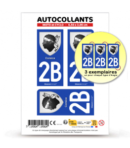 2B Corsica - Armoiries | Autocollant plaque immatriculation