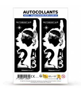 2AB Corsica - Carte | Autocollant plaque immatriculation