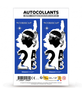 2AB Corsica - Carte | Autocollant plaque immatriculation