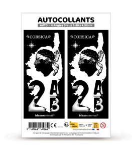 2AB Corsica - Carte | Autocollant plaque immatriculation