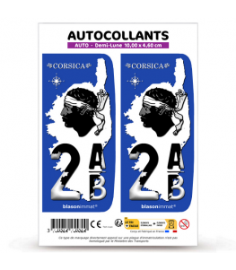 2AB Corsica - Carte | Autocollant plaque immatriculation