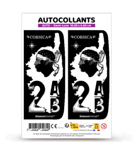 2AB Corsica - Carte | Autocollant plaque immatriculation