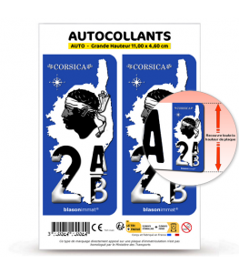 2AB Corsica - Carte | Autocollant plaque immatriculation