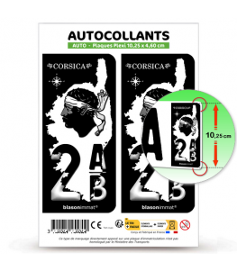 2AB Corsica - Carte | Autocollant plaque immatriculation