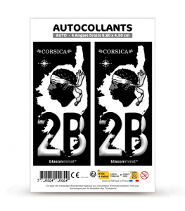 2B Corsica - Carte | Autocollant plaque immatriculation