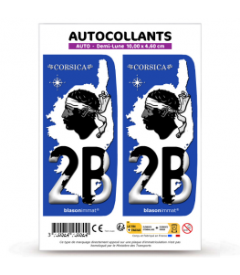 2B Corsica - Carte | Autocollant plaque immatriculation