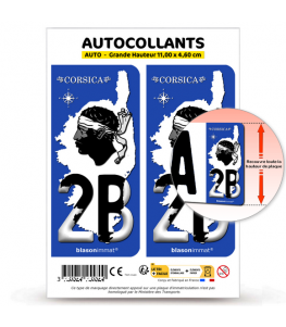 2B Corsica - Carte | Autocollant plaque immatriculation