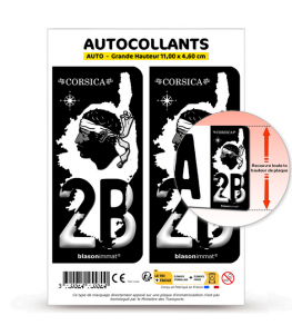 2B Corsica - Carte | Autocollant plaque immatriculation