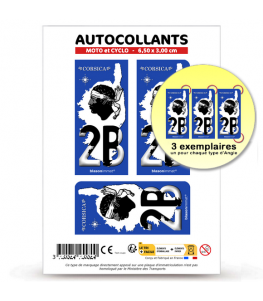 2B Corsica - Carte | Autocollant plaque immatriculation