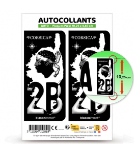 2B Corsica - Carte | Autocollant plaque immatriculation