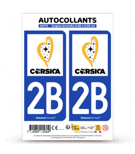 2B Corsica - Île de Beauté | Autocollant plaque immatriculation