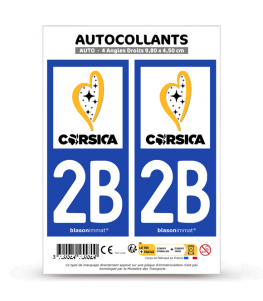 2B Corsica - Île de Beauté | Autocollant plaque immatriculation