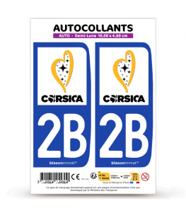 2B Corsica - Île de Beauté | Autocollant plaque immatriculation