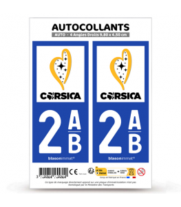 2AB Corsica - Île de Beauté | Autocollant plaque immatriculation