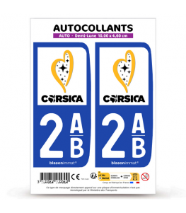 2AB Corsica - Île de Beauté | Autocollant plaque immatriculation