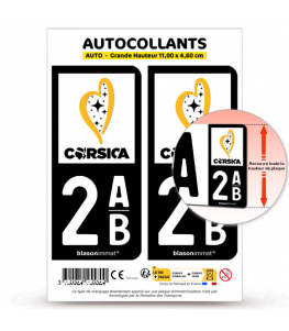 2AB Corsica - Île de Beauté | Autocollant plaque immatriculation