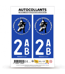 2AB Corse - Ribellu Patriottu | Autocollant plaque immatriculation