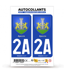 2A Ajaccio - Armoiries | Autocollant plaque immatriculation