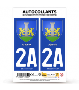 2A Ajaccio - Armoiries | Autocollant plaque immatriculation