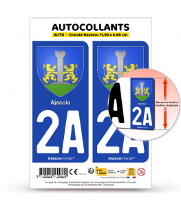 2A Ajaccio - Armoiries | Autocollant plaque immatriculation