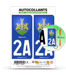 2A Ajaccio - Armoiries | Autocollant plaque immatriculation