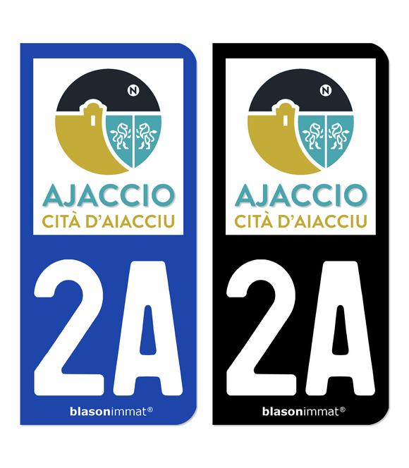 2A Ajaccio - Ville | Autocollant plaque immatriculation