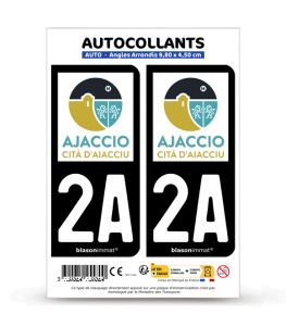 2A Ajaccio - Ville | Autocollant plaque immatriculation