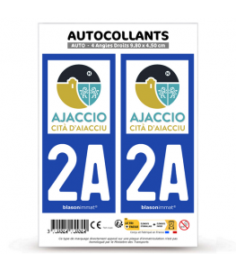 2A Ajaccio - Ville | Autocollant plaque immatriculation