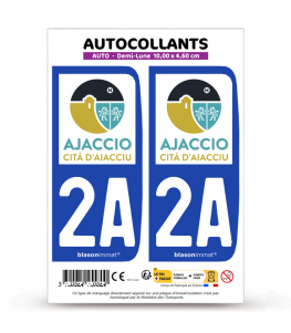 2A Ajaccio - Ville | Autocollant plaque immatriculation