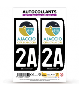 2A Ajaccio - Ville | Autocollant plaque immatriculation