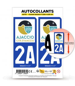 2A Ajaccio - Ville | Autocollant plaque immatriculation