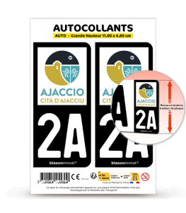 2A Ajaccio - Ville | Autocollant plaque immatriculation