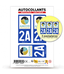 2A Ajaccio - Ville | Autocollant plaque immatriculation