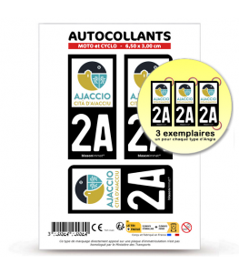 2A Ajaccio - Ville | Autocollant plaque immatriculation