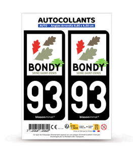 93 Bondy - Ville | Autocollant plaque immatriculation